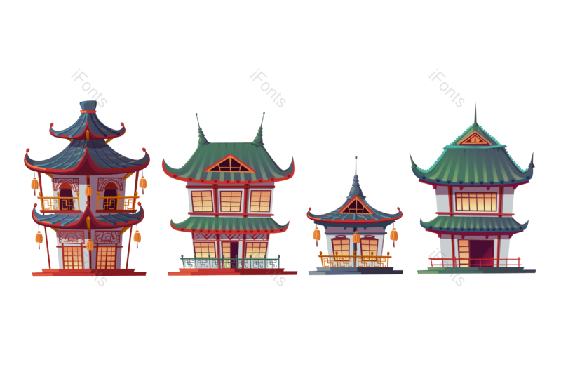 复古图片,插画元素,中国PNG,古代建筑免抠素材